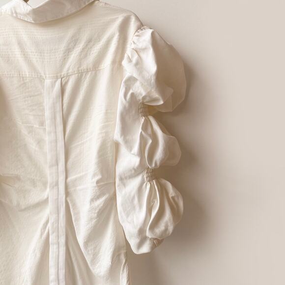 La Robe Santon by Jacquemus : Puff Sleeve Soeula Curved Hem Mini Dress : Sz 38 - Picture 9 of 16